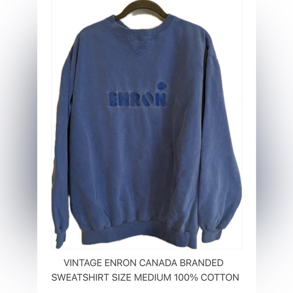 Vintage Enron Canada Branded Swestshirt Dize Medium 25” Pit to pit 100% Cotton
